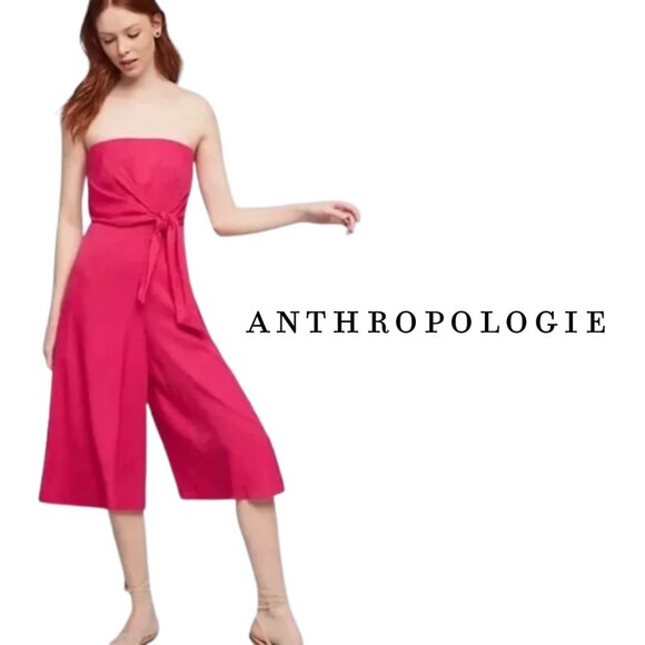 Anthropologie Maeve Brin Strapless Wide-Leg Jumpsuit – Pink – Size 2 - Picture 1 of 13